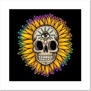 Trippy skull Posters and Art